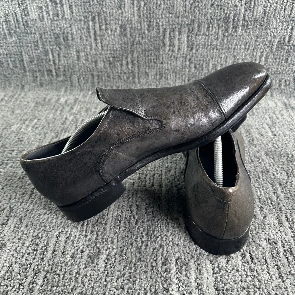 Measponte Loafers Mens Size 45 Grey Brown Italian Leather Cap Toe Made in Italy